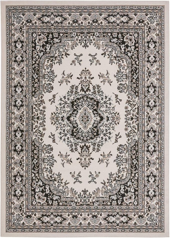 Home Dynamix Premium Sakarya Traditional Medallion Border Area Rug, Ivory/Taupe, 7'9"x10'8" Rectangle