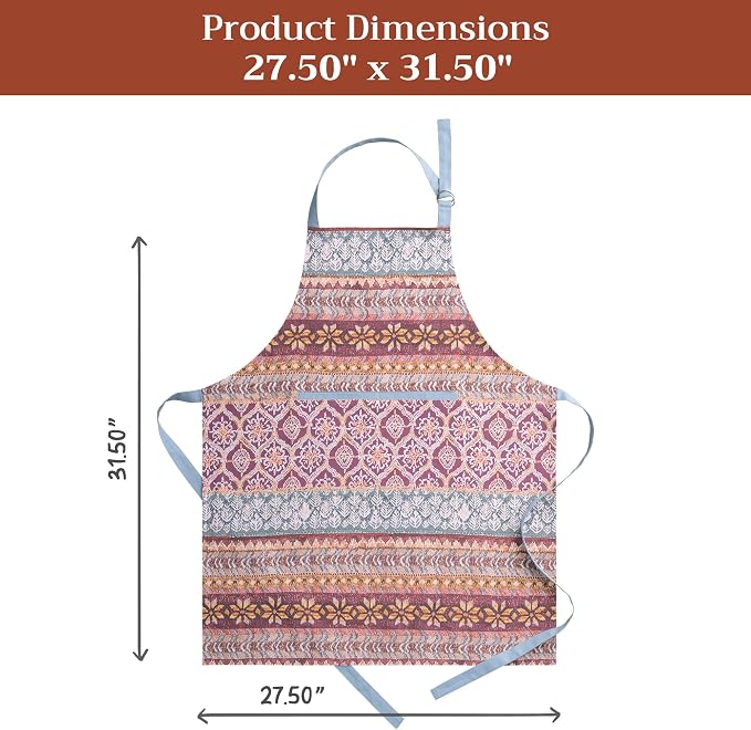 Maison d' Hermine Aprons for women with Pocket 100% Cotton (27.50"x31.50") | Adjustable Neck Strap & long ties Apron Men Chef Wedding Cooking Gardening Server Maid