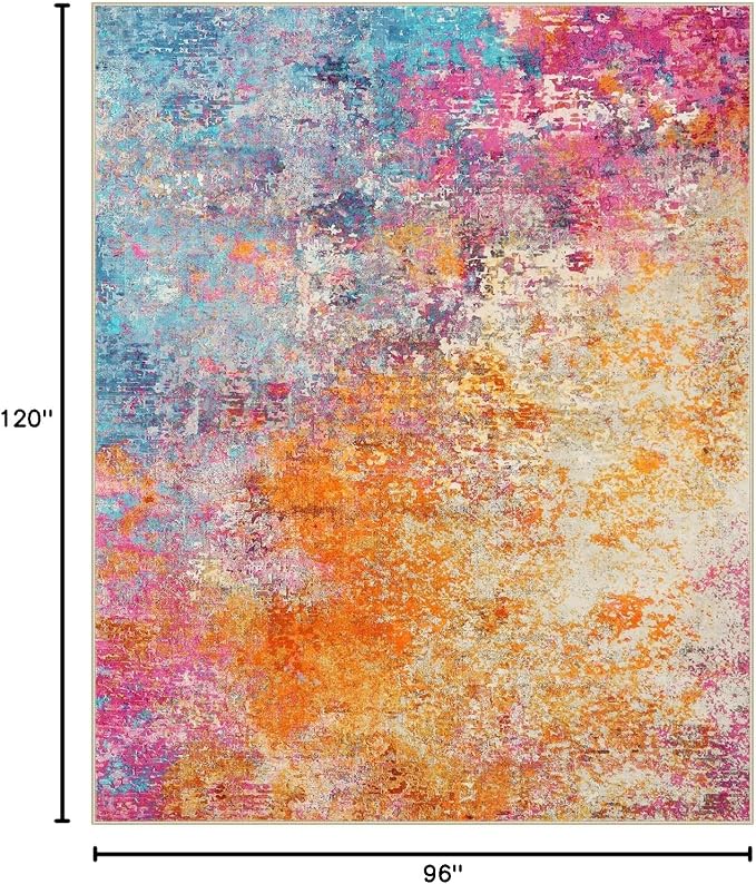 Lahome Modern Abstract Washable Living Room Rug, Colorful 8x10 Area Rugs for Bedroom Girls Kids Non Slip Low Pile, Large Soft Indoor Accent Carpet for Dining Room Table Home Decor