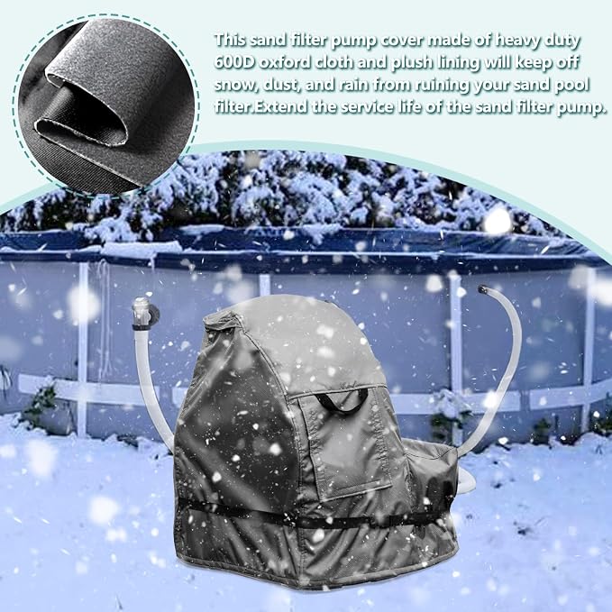 Okcool Winter Pool Sand Filter Cover, Grey | With Plush Lining Cold Resistant Winter Protective Pool Filter Cover