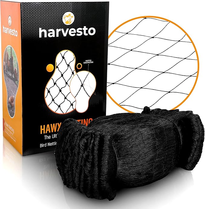 Harvesto Heavy Duty Bird Netting for Chicken Coops & Runs | Tree & Garden Netting Mesh 1-1/2" | Keep Hawks, Birds & Predators Away | Bird Netting for Blueberry Bushes, Vegetables & Fruit (100' x 100')