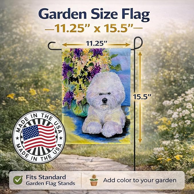 Caroline's Treasures SS8295GF Bichon Frise Garden Flag Mailbox Flag Decorative Yard Flag Banner Outside Patio Artwork Yard Flower Beds, Garden Size, Multicolor