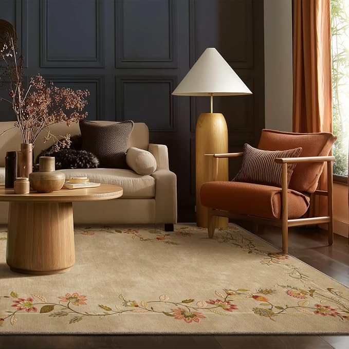 5x7 Area Rugs for Living Room: Washable Bedroom Rug Stain Resistant Non Slip Low Pile Soft Faux Wool Lightweight Rugs for Dining Room Kitchen Farmhouse Nursery Entryway Home Office Indoor