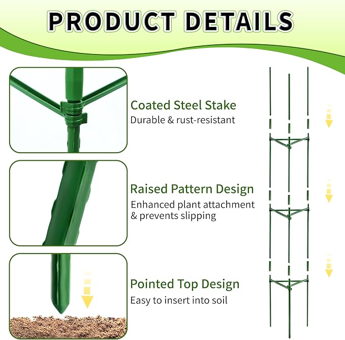 TCBWFY 6-Pack 63-Inch Adjustable Tomato Cages, Heavy-Duty Metal Plant Support Trellis for Garden and Pots, DIY Tomato Stakes, Height Adjustable 16 to 378 Inches