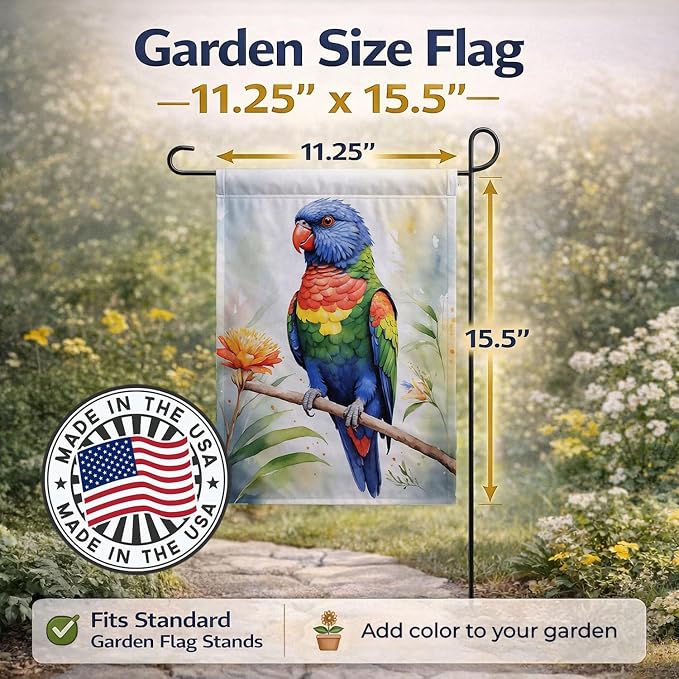 Caroline's Treasures Rainbow Lorikeet Garden Flag Mailbox Flag Decorative Yard Flag Banner Outside Patio Artwork Yard Flower Beds, Garden Size, Multicolor