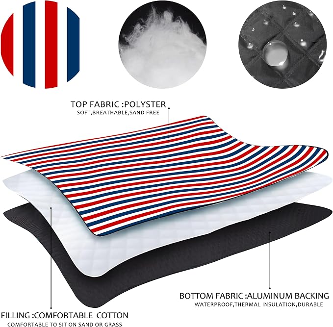 Picnic Blankets Beach Blanket 80" X 80" Extra Large Waterproof Camping Blankets Portable Outdoor Mat 3-Layer Blanket for Beach, Hiking, Park, Music Festival, Grass Lawn,Travel
