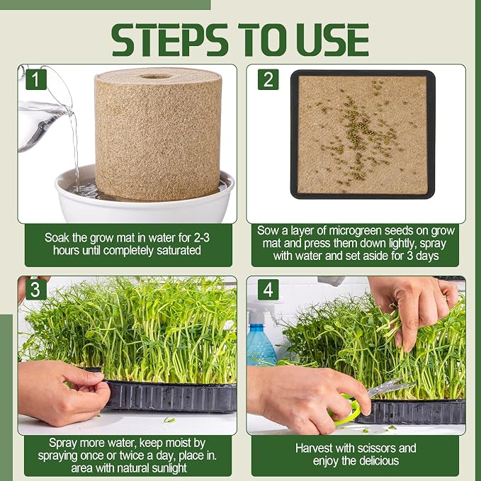 10 x 236 Microgreens Growing Mat Jute Fiber Grow Mats Extra Long Hydroponic Grow Pads for Wheatgrass, Sprouts, Hydroponics Seed Starter Trays, Organic