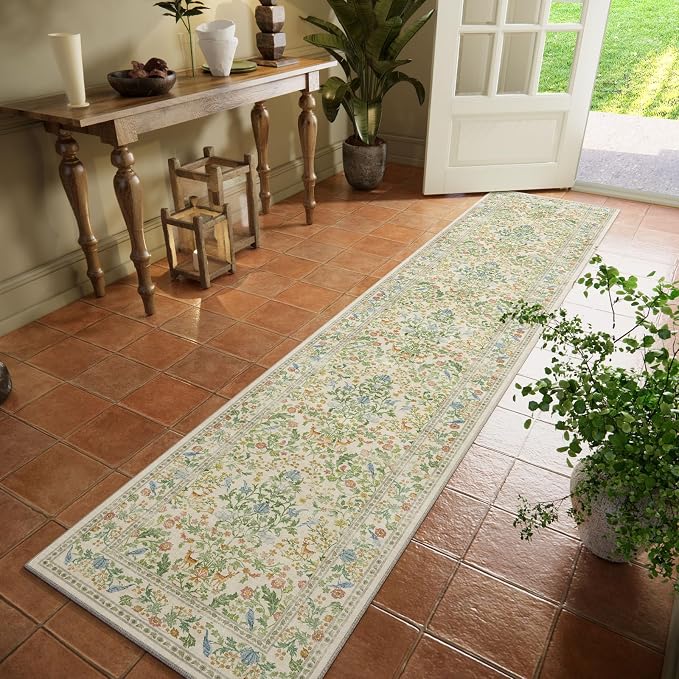 Washable Runners for Hallways Kitchen Rug: 2'x10' Runner Rugs Stain Resistant Non Slip Low Pile Soft Indoor Carpet Runner Rugs for Entryway Hallway Bedroom Kitchen Beside Bathroom Laundry Room