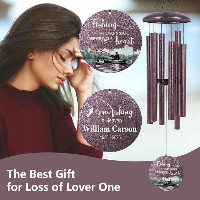 ASTARIN Memorial Wind Chimes Personalized, Produced in Texas Deep Tone Wind Chimes for Loss of Loved One, Sympathy Gifts for Loss Mom/Dad/Sister, Outdoor Windchime for Memory Bereavement Condolence