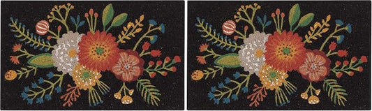 Now Designs Goldenbloom Floral Natural Coconut Fiber Printed Doormat Vinyl Backed, 18 x 30 in, 3075223aa (Pack of 2)