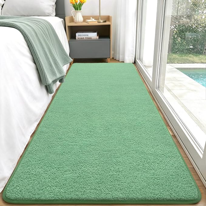 Keeko 2x6 Area Rugs for Living Room,Soft Washable Memory Foam Bedroom Rug | Indoor Throw Rug Low Pile Minimalist Non Slip Carpet for Kids Nursery Classroom Dorm Room Home Decor Sage Green