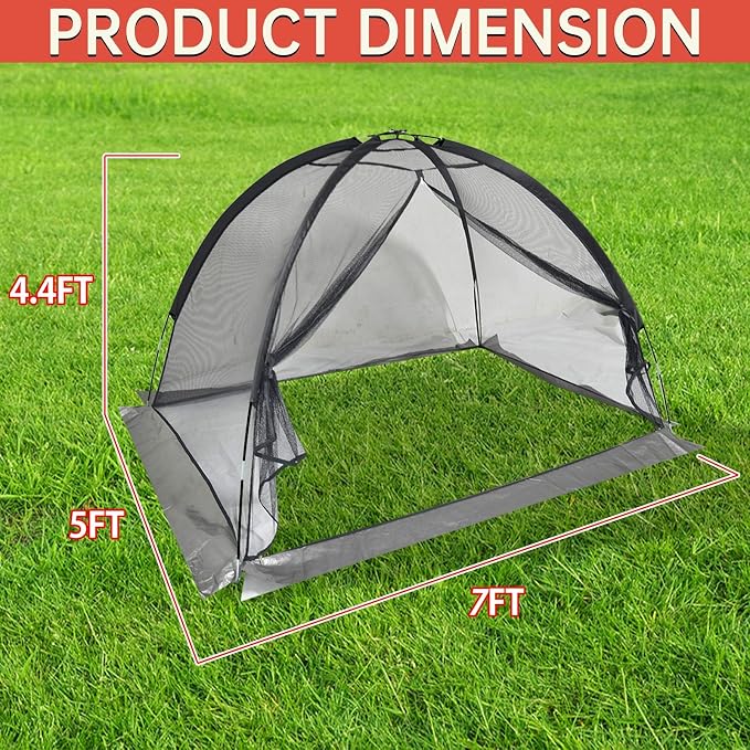 Pond Cover Dome Netting Tent 7x5 Ft - Reinforced 420D Sleeves Garden Fish Protector for Koi Blue Heron Defense Leaf Guard with 7.9mm Fiberglass Poles Zipper Stakes