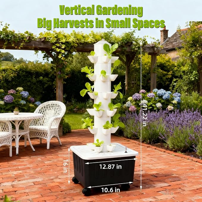 Hydroponics Growing System, Indoor Gardening System, Hydroponic Tower with 30 Liter Capacity Mobile Water Tank for Home, Balcony or Small Greenhouse Growing