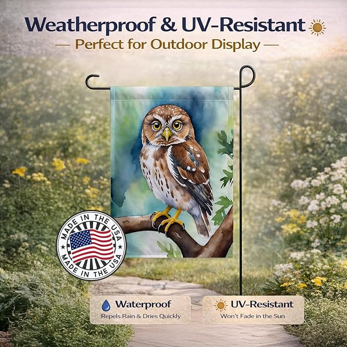 Caroline's Treasures Northern Pygmy Owl Garden Flag Mailbox Flag Decorative Yard Flag Banner Outside Patio Artwork Yard Flower Beds, Garden Size, Multicolor
