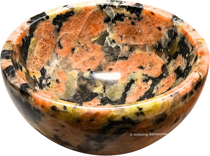 Pink Granite Crystal Bowl - 2 Inch Decorative Bowls for Room and Home Decor - Gemstone Healing Crystals for Elegant Display, Positive Energy Balance and Gift
