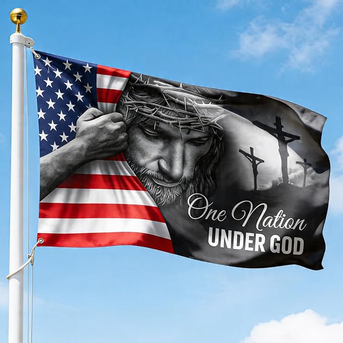 FLAGWIX 4x6 Patriot American Flags, One Nation Under God American Jesus Flag, Decorations For Home, Outside, Independence Day House Flag, Patriot Decorations - Outdoor Decor Flag with Grommets