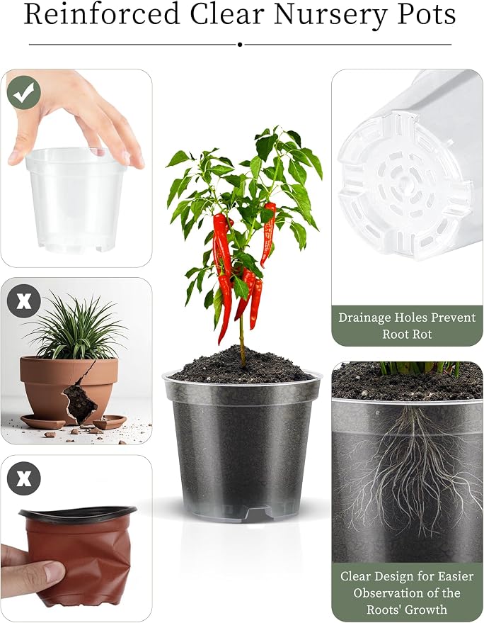 Metal Seed Storage Organizer, Seed Storage Box with Safety Locks, Compartments Box with 3 Clear Plant Nursery Pots, 40 Plant Labels, 30 Seed Envelopes, 1 Marker Pen