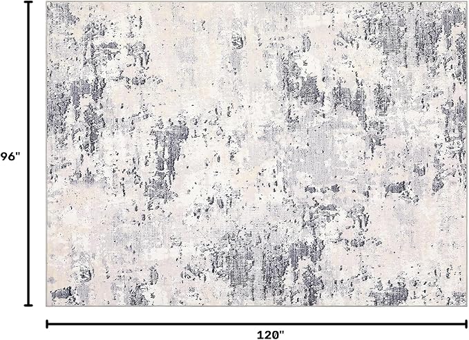 ROYHOME Living Room 8x10 Washable Modern Abstract Rug, Grey Taupe | Faux Wool Ultra Soft Non Slip Non Shedding Accent Rug for Bedroom Dining Room Office Home
