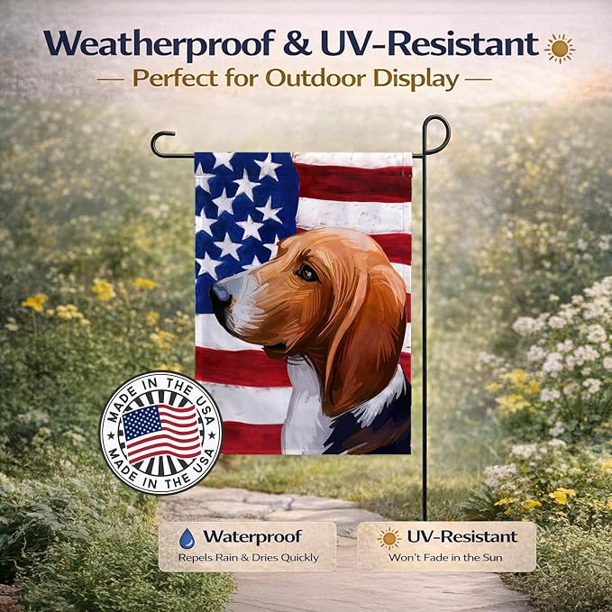 Caroline's Treasures CK6746GF Treeing Walker Coonhound American Flag Garden Flag Mailbox Flag Decorative Yard Flag Banner Outside Patio Artwork Yard Flower Beds, Garden Size, Multicolor