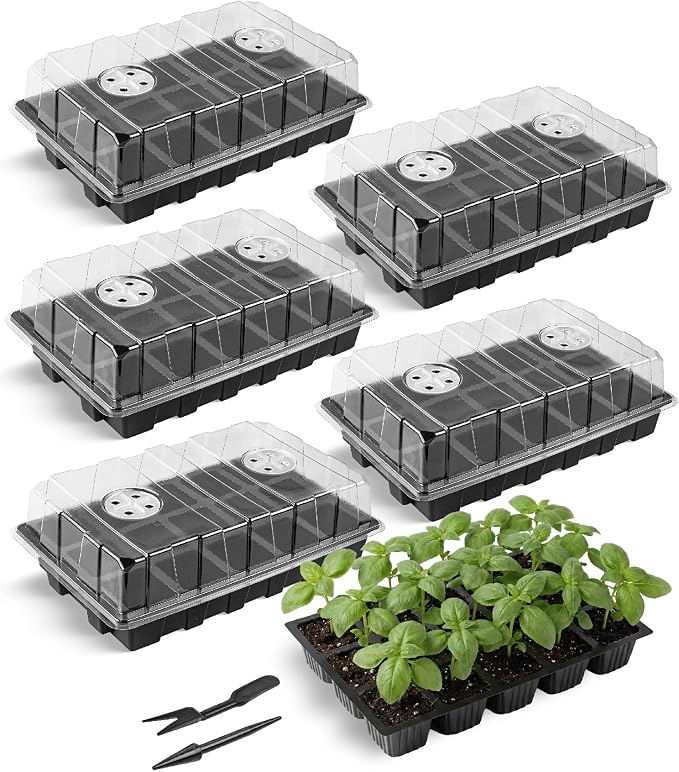 Mr. Pen 5-Set Seed Starter Tray Kits | Durable Plant Germination Trays with Humidity Vented Domes and Bases, Ideal for Seed Starting, Indoor Gardening