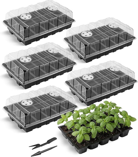 Mr. Pen 5-Set Seed Starter Tray Kits | Durable Plant Germination Trays with Humidity Vented Domes and Bases, Ideal for Seed Starting, Indoor Gardening