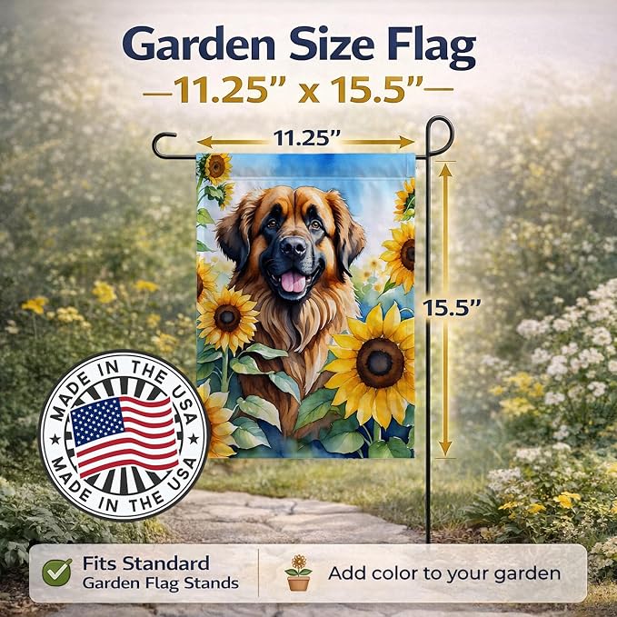 Caroline's Treasures DAC6115GF Leonberger in Sunflowers Garden Flag Mailbox Flag Decorative Yard Flag Banner Outside Patio Artwork Yard Flower Beds, Garden Size, Multicolor