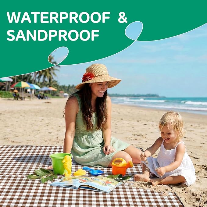 Waterproof Beach Blanket Picnic Outdoor Camp Mat Rug Towel Family Trip Essentials Summer Vacation Must Have Travel Accessories Lake Day Necessities Stuff Thing Need Gear Gift Supplies Item Gadget 2026