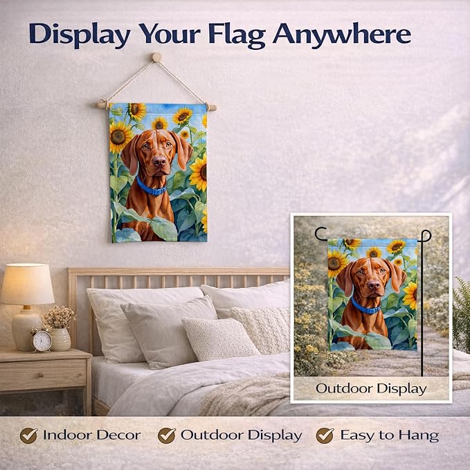 Caroline's Treasures DAC6169GF Vizsla in Sunflowers Garden Flag Mailbox Flag Decorative Yard Flag Banner Outside Patio Artwork Yard Flower Beds, Garden Size, Multicolor