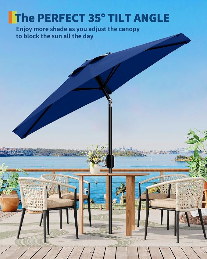 7.5 ft Outdoor Patio Umbrella, Navy Blue