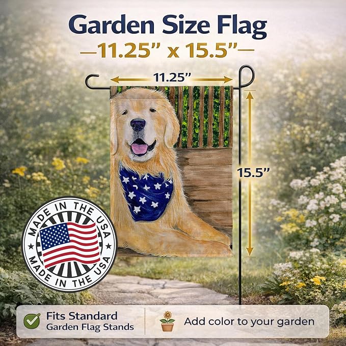 Caroline's Treasures SS8972GF Golden Retriever Garden Flag Mailbox Flag Decorative Yard Flag Banner Outside Patio Artwork Yard Flower Beds, Garden Size, Multicolor
