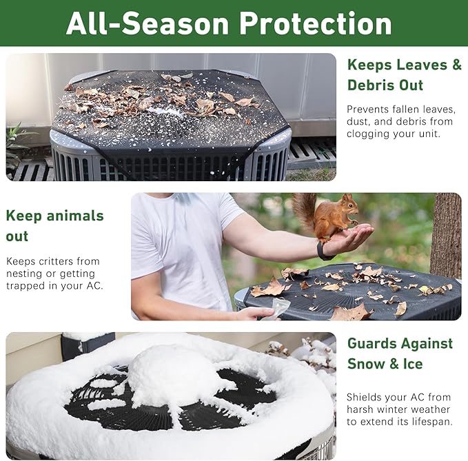 28x28 Central Air Conditioner Covers for Outside, Larger Mesh AC Unit Covers Outdoor - Top Universal Defender