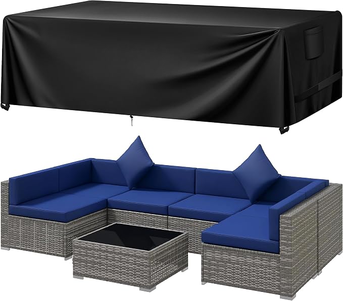 Patio Furniture Covers, Outdoor Furniture Cover Waterproof, General Purpose, Outside Table and Chair Covers, Heavy Duty 420D (Black, 74"L x 47"W x 28"H)