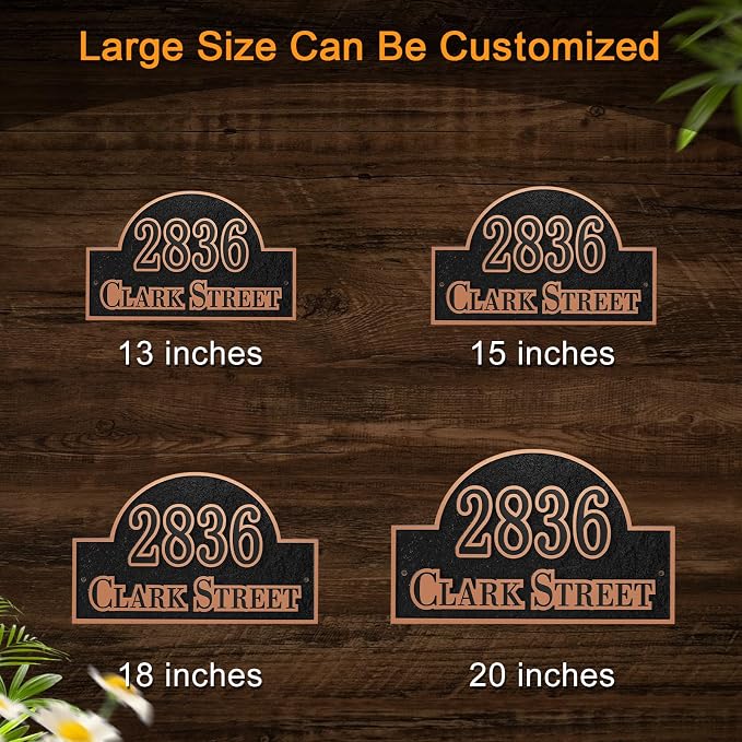Customizable Address Sign - LAWN MOUNTED Plaque Outdoor House Number Ideal for Home and Garden Décor Arched Style 1