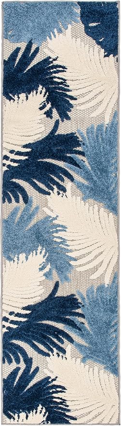 Rugshop Lucca Contemporary Floral Indoor/Outdoor 2' 7" X 8' Navy