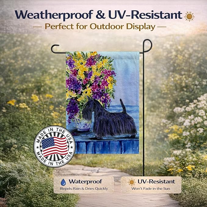 Caroline's Treasures SS8309GF Scottish Terrier Garden Flag Mailbox Flag Decorative Yard Flag Banner Outside Patio Artwork Yard Flower Beds, Garden Size, Multicolor