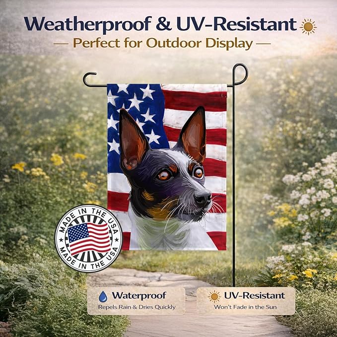 Caroline's Treasures CK6737GF Tenterfield Terrier American Flag Garden Flag Mailbox Flag Decorative Yard Flag Banner Outside Patio Artwork Yard Flower Beds, Garden Size, Multicolor