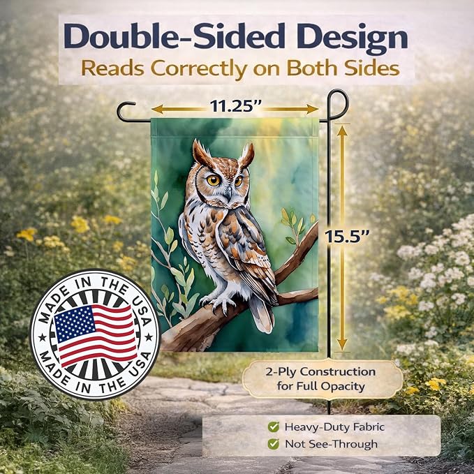 Caroline's Treasures Western Screech Owl Garden Flag Mailbox Flag Decorative Yard Flag Banner Outside Patio Artwork Yard Flower Beds, Garden Size, Multicolor