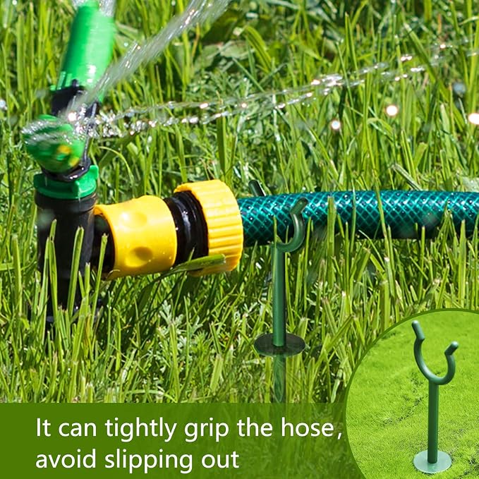 Taiyin 30 Pcs 3/4'' Garden Hose Holder Brackets Garden Guide Holder Decorative Outdoor Guide Stakes Support Spike Plant Tool to Keep Off Lawn for Yard (Green)