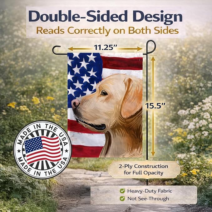 Caroline's Treasures CK6600GF Labrador Retriever American Flag Garden Flag Mailbox Flag Decorative Yard Flag Banner Outside Patio Artwork Yard Flower Beds, Garden Size, Multicolor