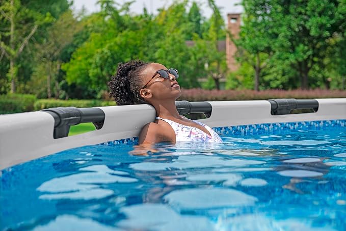 Bestway Steel Pro MAX Frame Pool Set with Filter Pump, Diameter 366 x 76 cm, Light Grey, Round
