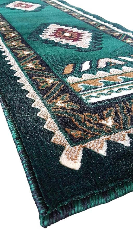 YHSF South West Native American Area Tribal Rug - Hunter Green, 2' x 7' | Easy-Clean, Soft & Durable Tribal Rug for Living Room, Bedroom, Kitchen & More - Stain-Proof Runner for Home Decor
