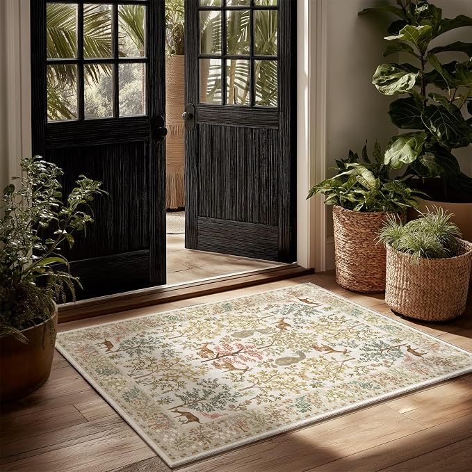 Machine Washable Small Rugs for Entryway: 2x3 Throw Kitchen Rug Door Mat Indoor Entrance Non-Slip Low Pile Soft Area Rugs for Entrance Front Door Indoor Entry Bedroom Kids Room