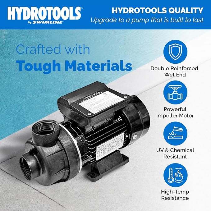SWIMLINE HYDROTOOLS Above-Ground Pool Motor Pump, Hydro-Flo 0.3 HP w/ 2220 GPH, Vertical | Above-ground Pool Pump, 0.3 HP, 2, 220 GPH, Vertical Discharge, 115V, Single-speed, DOE-certified For Small Sand Filters