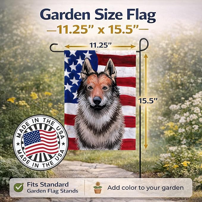 Caroline's Treasures CK6499GF Czechoslovakian Wolfdog American Flag Garden Flag Mailbox Flag Decorative Yard Flag Banner Outside Patio Artwork Yard Flower Beds, Garden Size, Multicolor