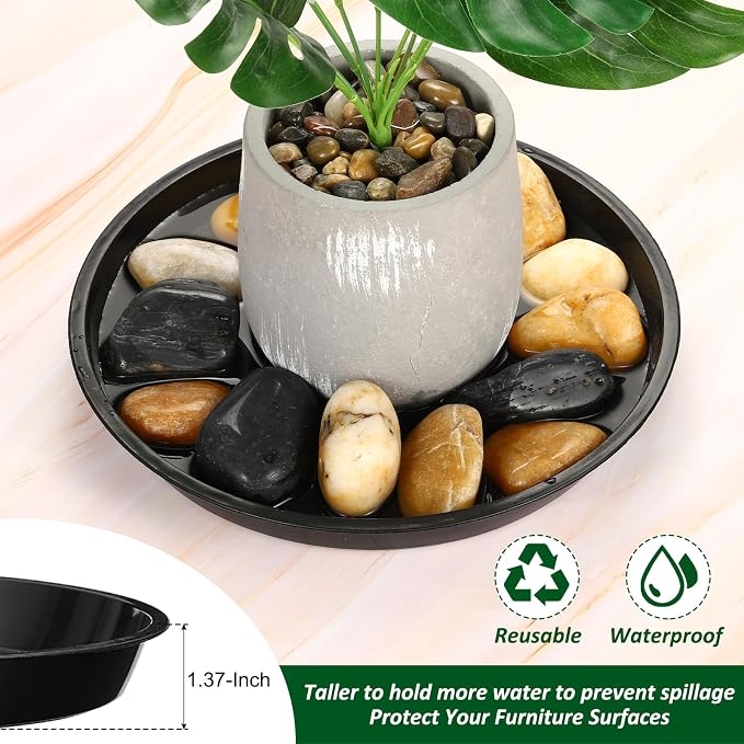 PATIKIL 4 Pack Plastic Plant Saucer, 18 Inch Plant Tray for Pots Round Plant Dish Plant Drip Trays Water Tray for Indoors Outdoors Garden, Black