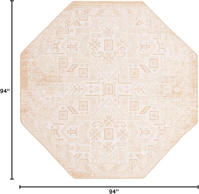 Unique Loom Outdoor Aztec Collection Area Rug - Coba (7' 10" Octagon, Natural/ Ivory)