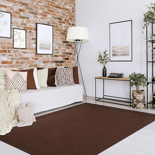 Superior Indoor/ Outdoor Area Rug, Reversible Braided Home Floor Decor for Living Room, Kitchen, Entryway, Patio, Front Porch, Deck, Modern, Boho, Farmhouse Style, 5' x 8', Cocoa