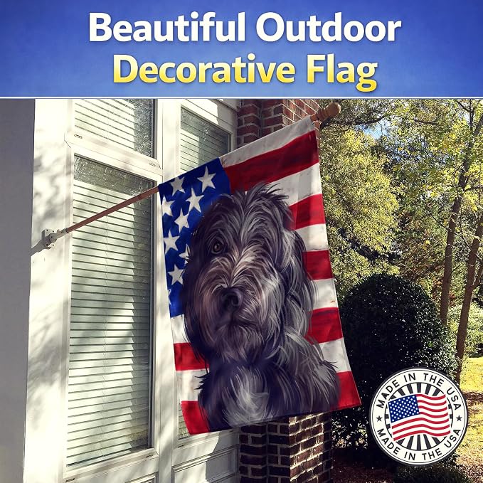 Caroline's Treasures CK6601CHF Lagotto Romagnolo American Flag House Flag Large Porch Sleeve Pole Decorative Outside Yard Banner Artwork Wall Hanging, Polyester, House Size, Multicolor