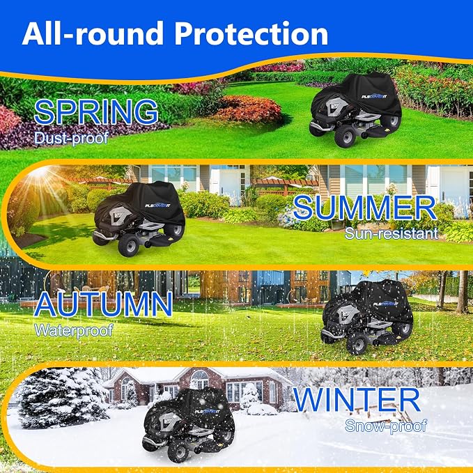 Riding Lawn Mower Cover, Outdoors100% Waterproof Tractor Cover with Drawstring & Storage Bag, Heavy Duty 600D Polyester Oxford, UV, Dust, Dirt, Wind for Outdoor Garden Storage,72×54×46 in