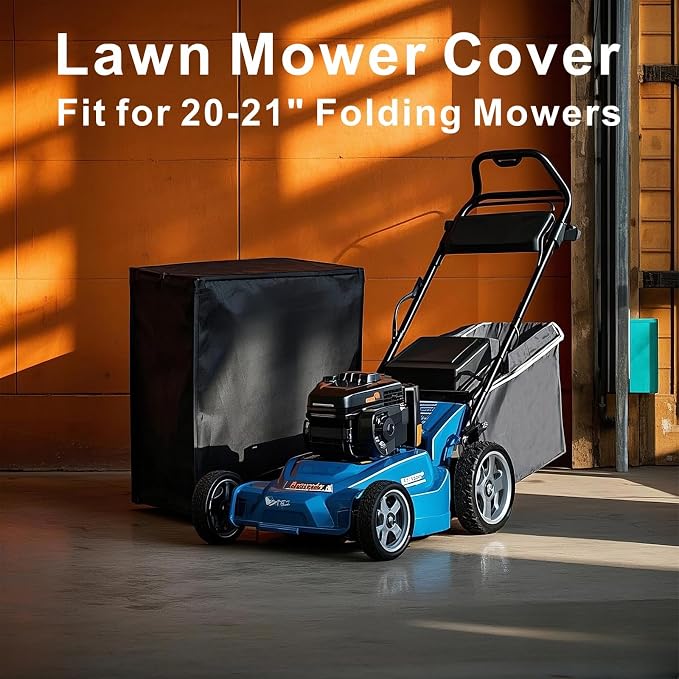 Lawn Mower Cover, Cordless Lawn Mower Storage Cover, Waterproof & Dustrproof, Lawn Mower Accessories, Fits 20-21 in Folding Electric Lawn Mower – All-Weather Protection. (Cover only)